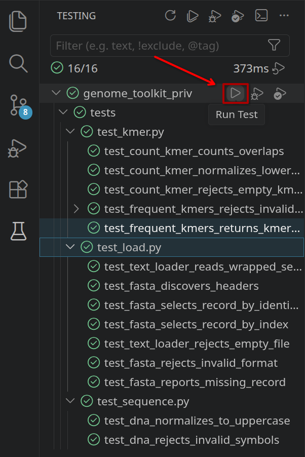 Discovered Genome Toolkit tests with green passing results